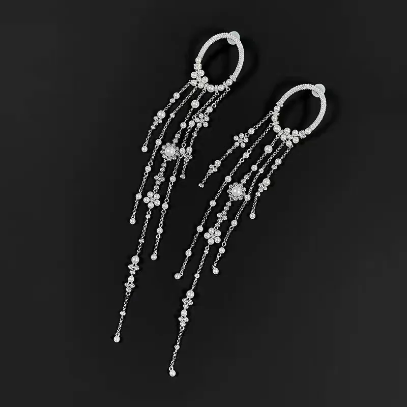 

LIDU High Quality 925 Sterling Silver 2022 New Pearl Flower Tassel Earrings Fashion Monaco Jewelry Free Delivery