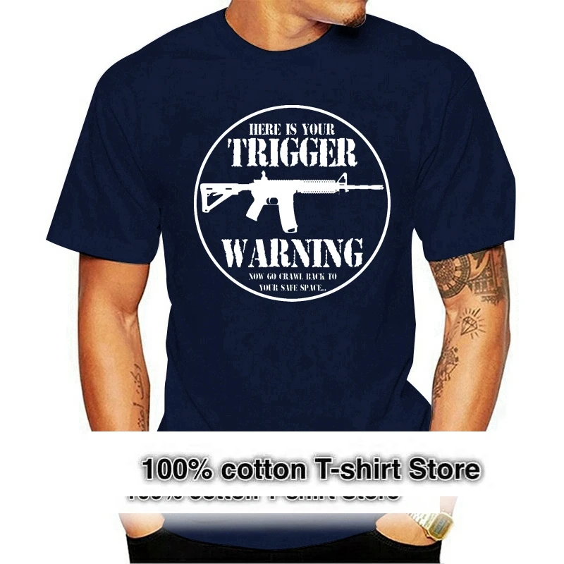 

Pro Gun T Shirt HereYour Trigger Warning (Black Shirt) AR 15 AK47 AR15 Cool Casual T Shirt Men Unisex Fashion