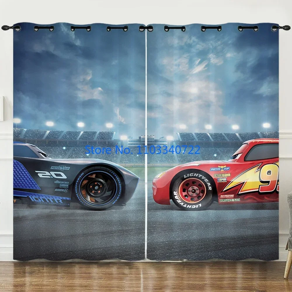Anime Start Racing McQueen Car Window Curtain 184x215cm 3D Print Zasłony zaciemniające Pokój dzienny Sypialnia Wystrój Dziecko Dzieci Prezent