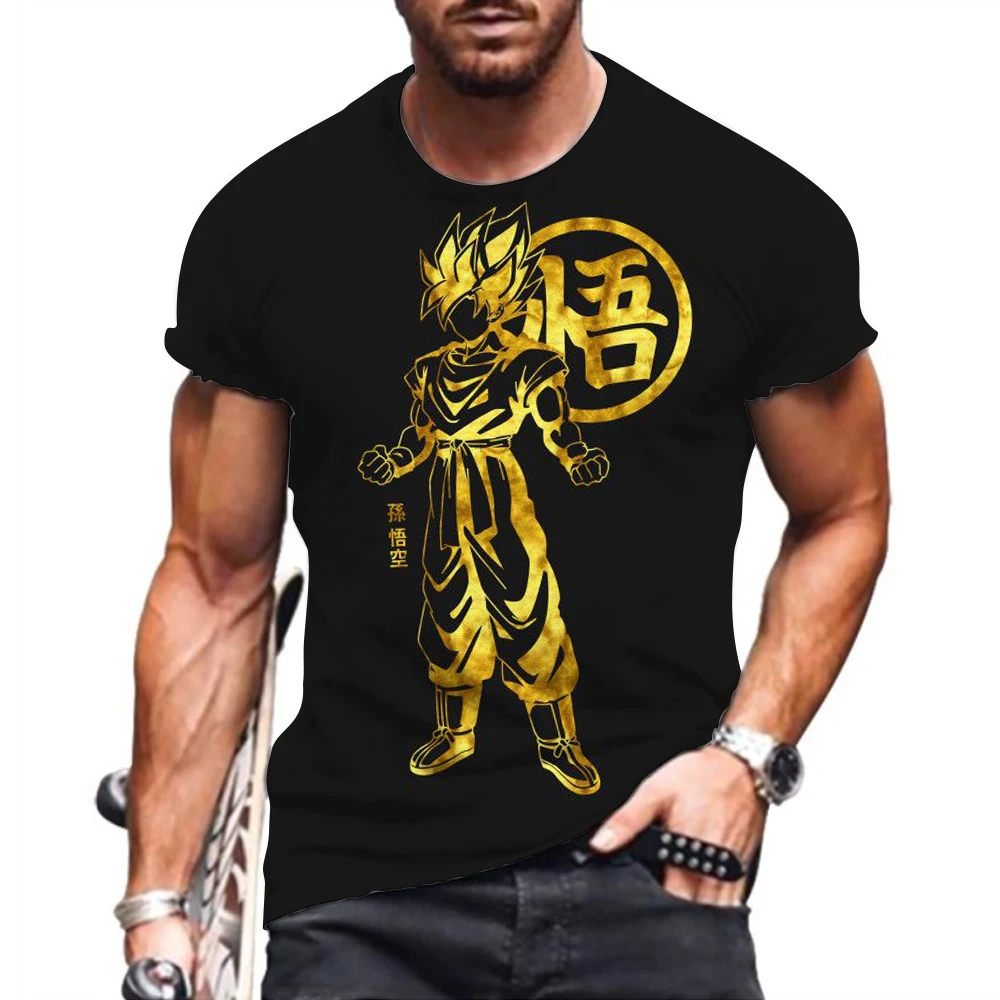 

Men's T-Shirt Goku Dragon Ball Z Vegeta Trend Oversized Summer Majin Buu O-collar Harajuku 110-6XL New Tops Y2K Saiyan Cool