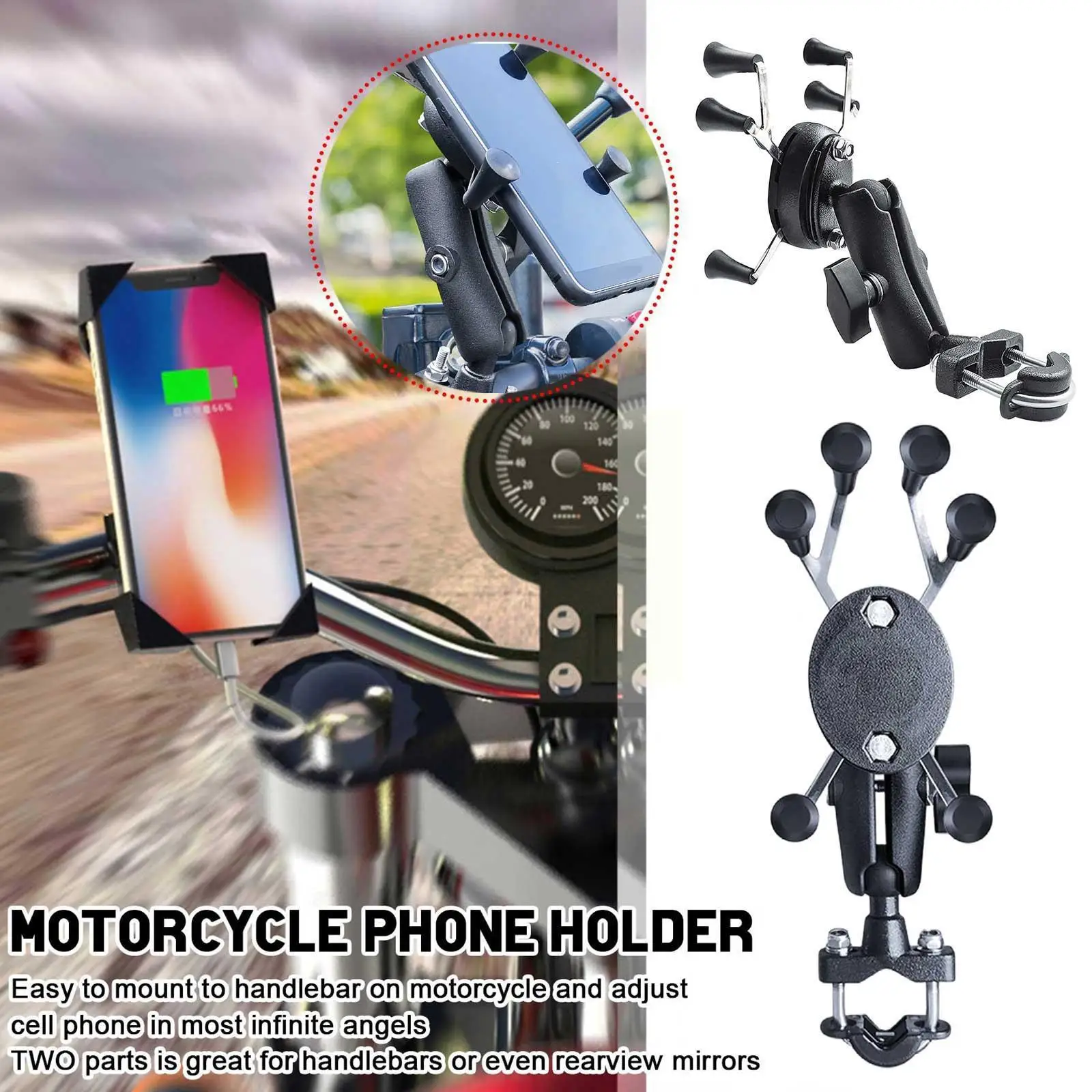 

New Motorcycle Phone Holder Bicycle Phone Holder Bike Motor Support Handlebar Card Mount Slots O4D4