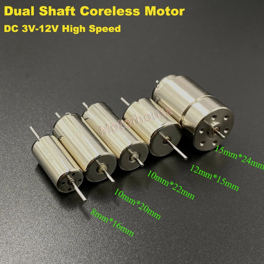 

816 1020 1022 1215 1524 Mini Dual Shaft Axis Coreless Motor DC 6V 9V 12V High Speed Magnetic Engine For Rail Train Model Toy Car