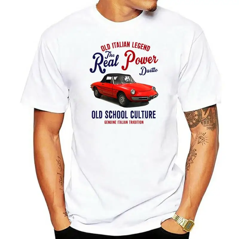 

Винтажная футболка с итальянским автомобилем ROMEO DUETTO, новая хлопковая футболка, Классическая футболка, стильная одежда в круглом стиле, фут...