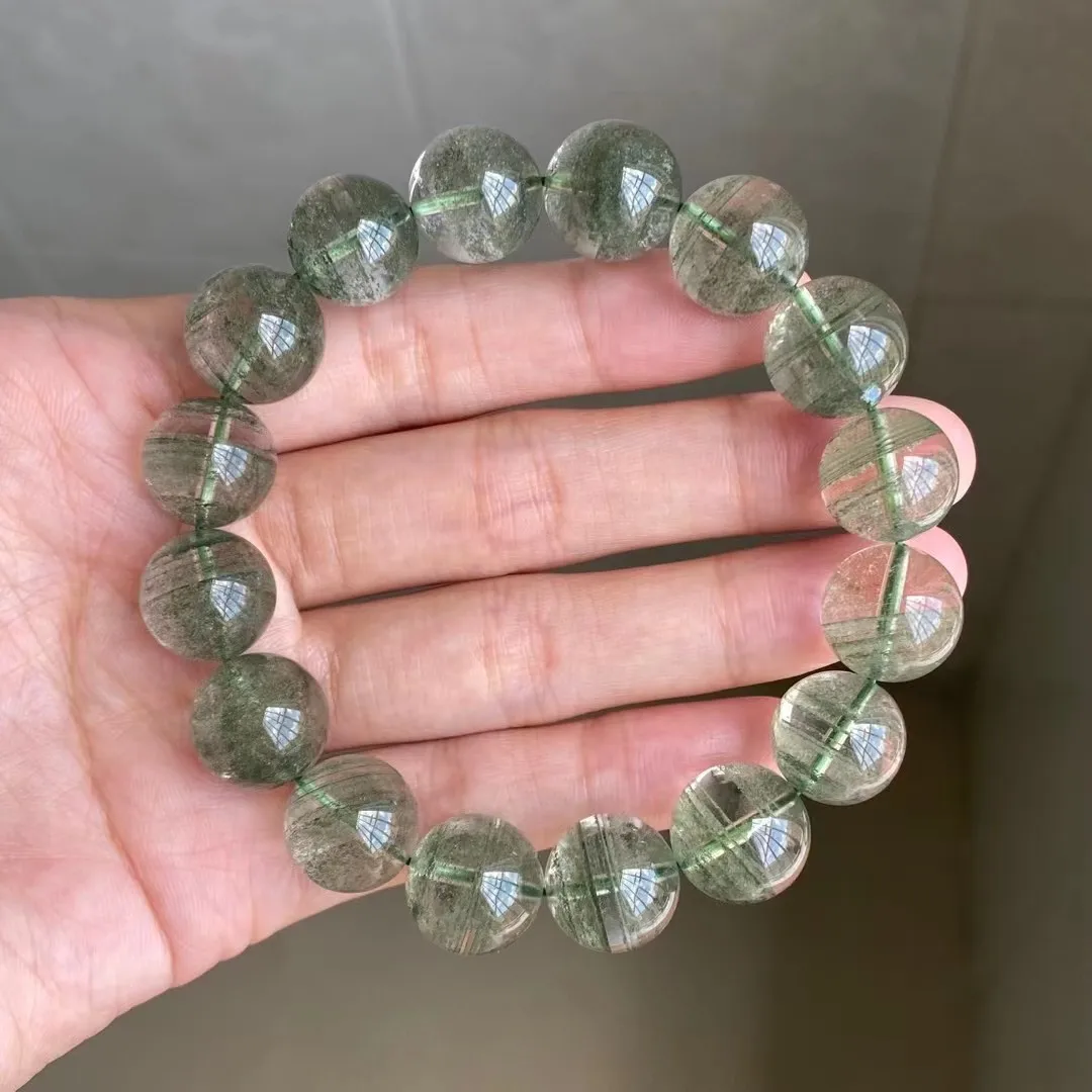 

13mm Natural Green Phantom Quartz Bracelet For Women Men Wealth Luck Gift Beauty Crystal Healing Beads Strands Jewelry AAAAA