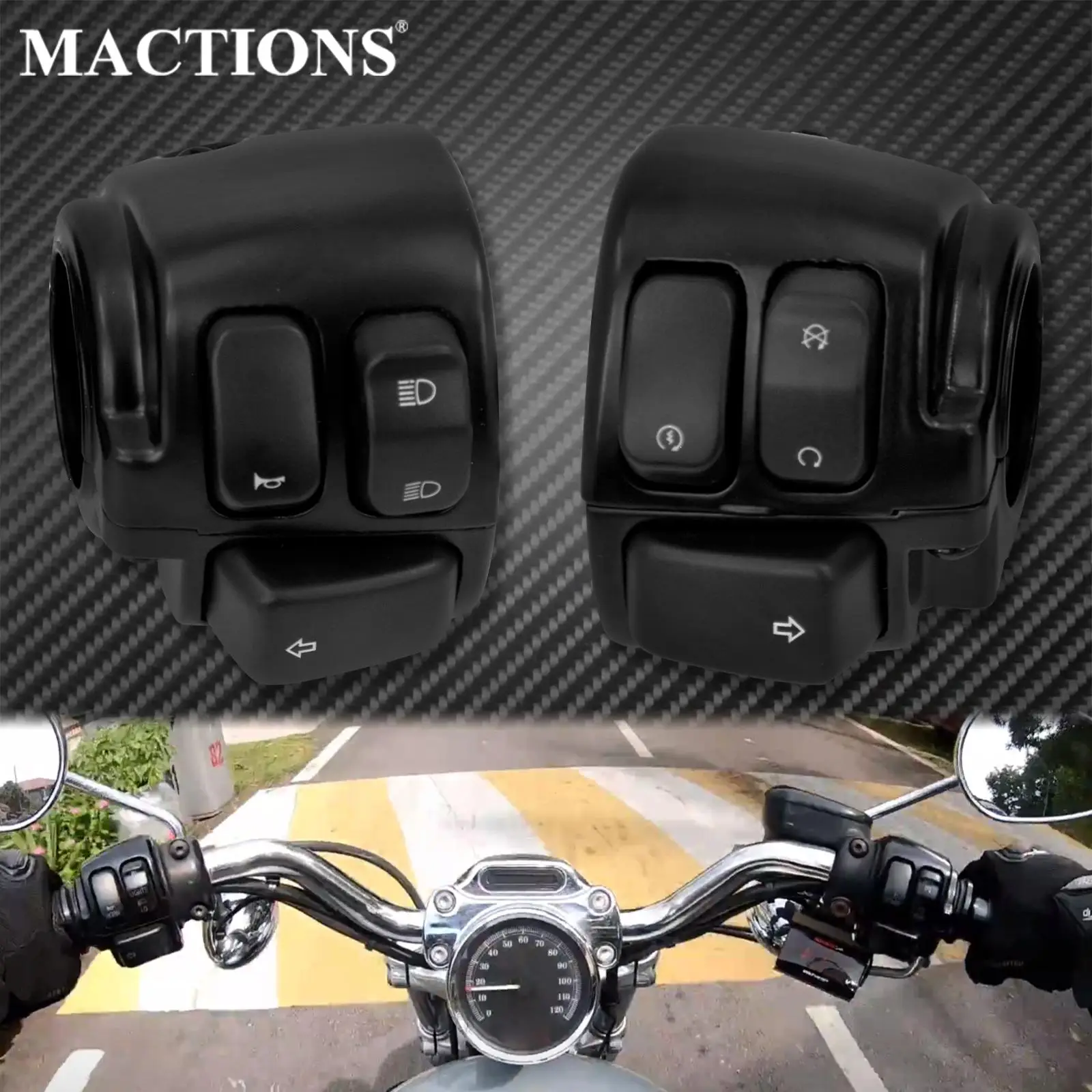 

Motorcycle Black 1" Handlebar Turn Signal Control Switch Wiring Harness For Harley Sportster XL 1200 883 Dyna Fat Bob Low Rider