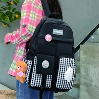 new womens nylon backpack for teenagers girls preppy style school bag female large solid rucksack black student travel bookbags