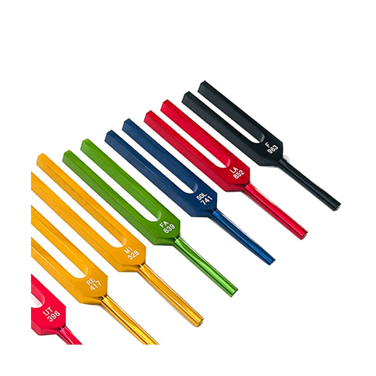 9 штук красочных вилок для настройки Solfeggio из алюминиевого сплава вилки терапии