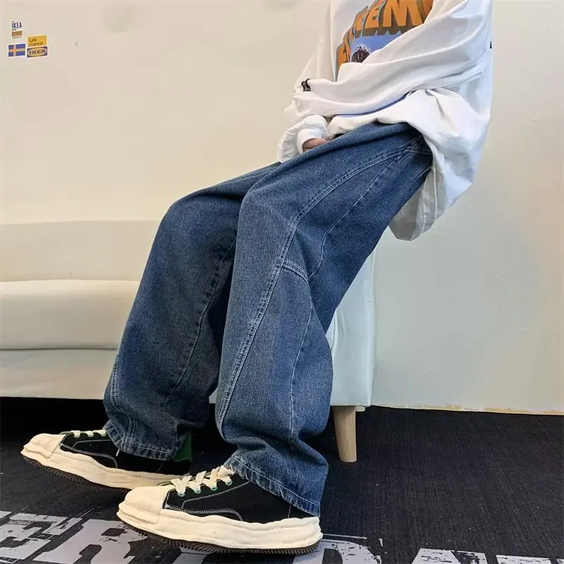 Men's Jeans Loose Casual Korean Streetwear Hip Hop Harajuku Jeans High Street Baggy Denim Pants