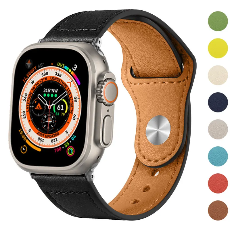

Leather strap For Apple watch band 45mm 44mm 49mm 41mm 40mm 42mm 38mm wristband correa bracelet iWatch series ultra 3 5 6 SE 7 8