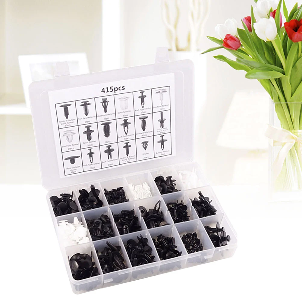 

415 Pcs Car Trim Moulding Retainer Clip Rivet Fastener Thumbtack Push Pin Black