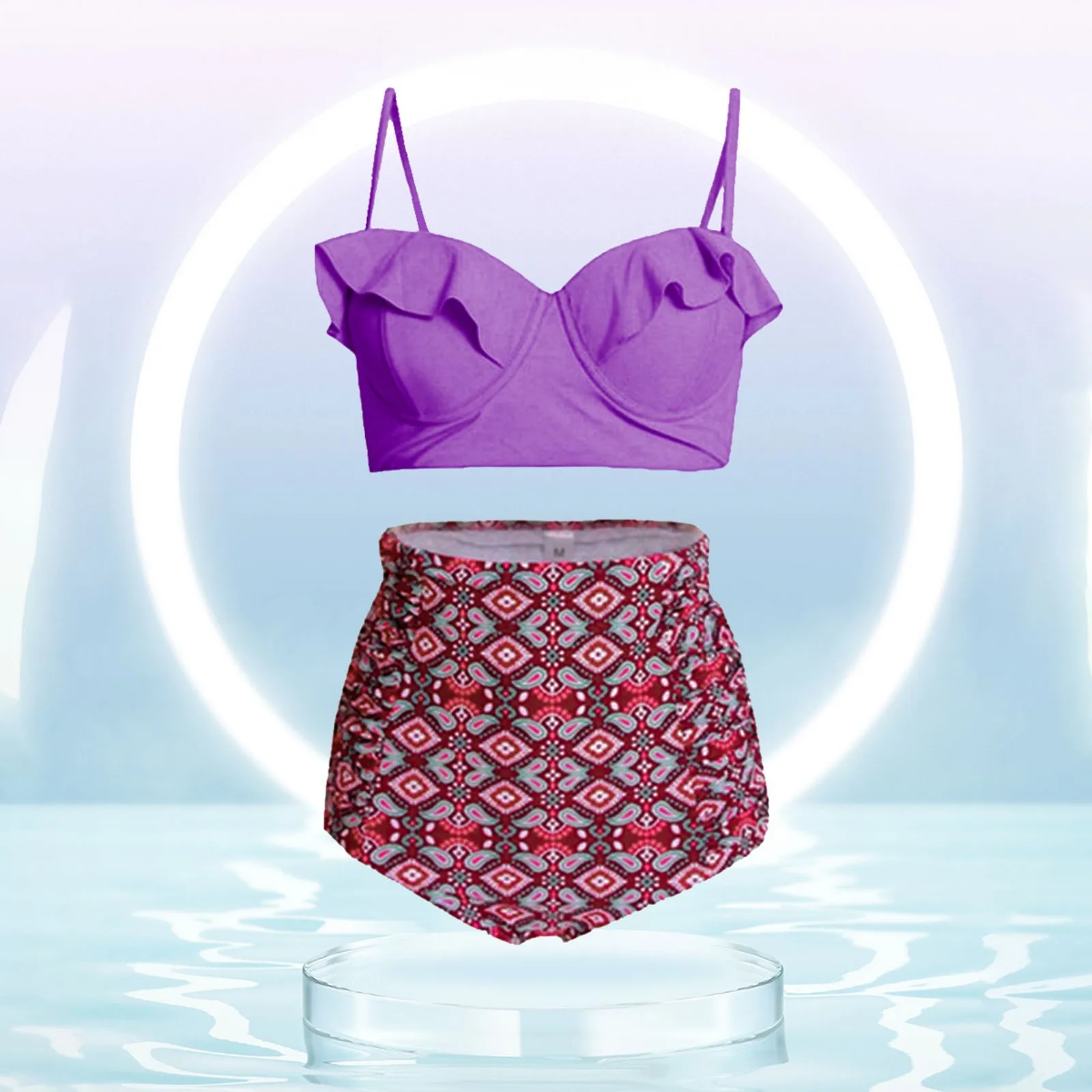 

Купальник-бикини с высокой талией и принтом