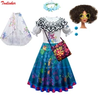 tonlinker girls encanto isabela madrigal princess dress carnival birthday party dresses cloak glasses earrings mirabel costumes