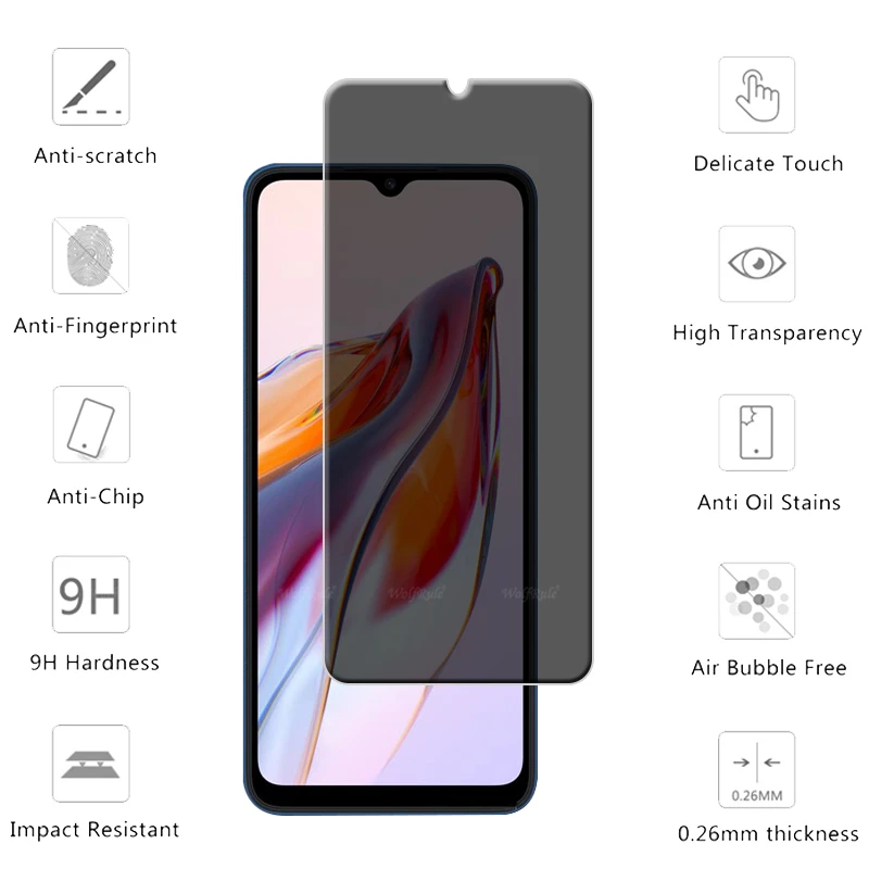 4 шт. для Redmi 12C стекло Xiaomi закаленное защитное 9H HD антишпионская крышка клейкая