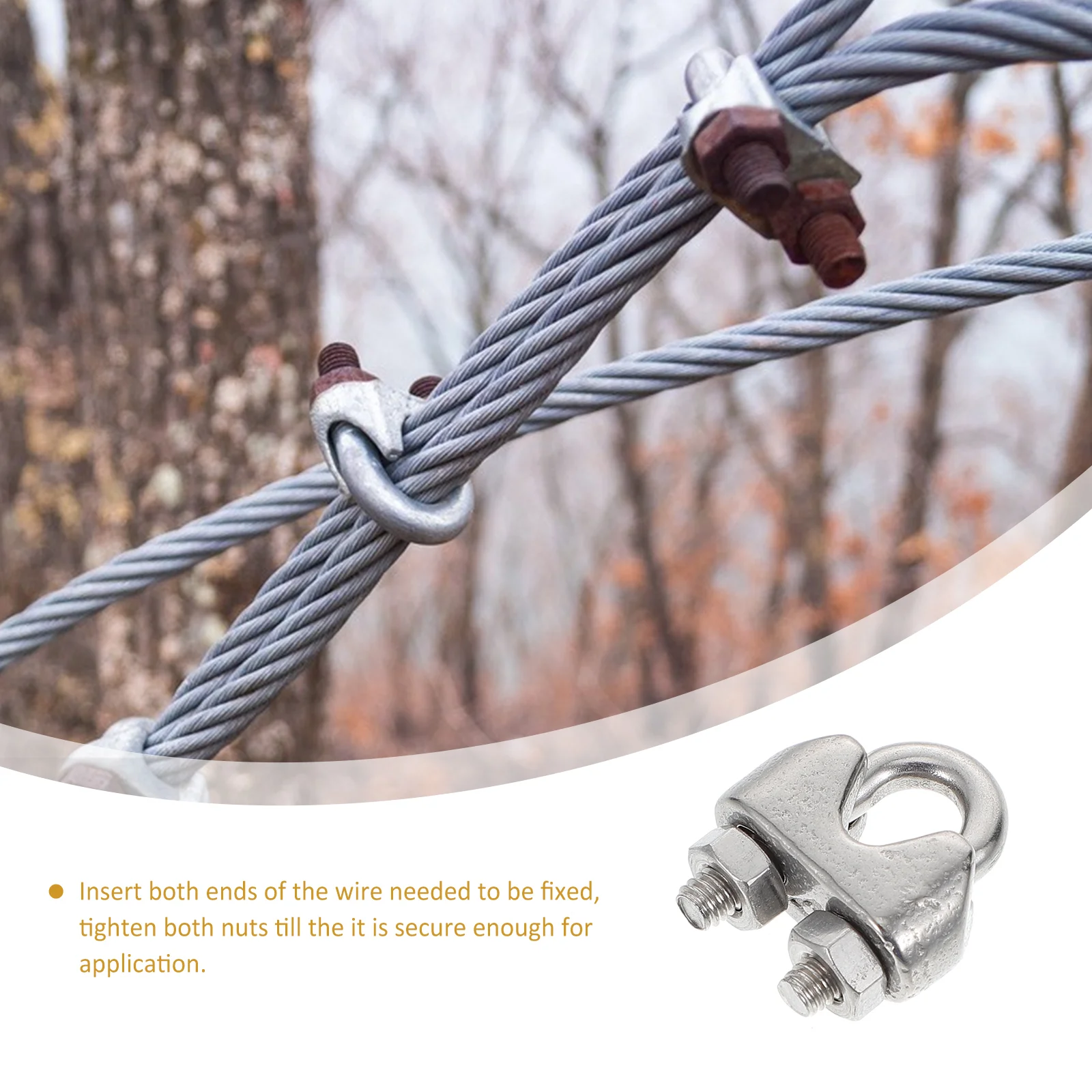 

24pcs Wire Cable Clamps Durable Practical U Bolt Saddle Fastener Wire Rope Cable Clip for Banner Tighten Rope Securing Loads