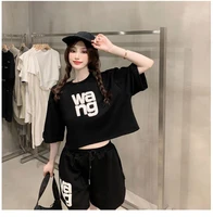 2022 summer new chic high end temperament fashion foreign style womens round neck avant garde shorts t shirt two piece set