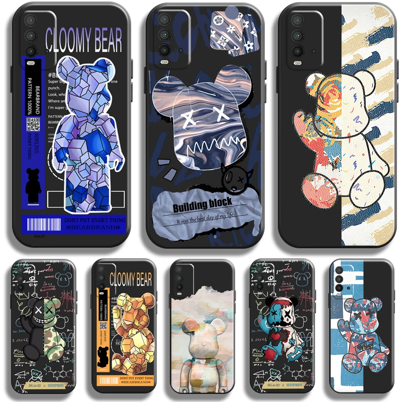 

Luxury Fashion Cool Bear For Xiaomi Redmi Note 10 10S 10T 9 9S 9T 5G Redmi 10 9 9T 9A 9C Phone Case TPU Black Coque Carcasa