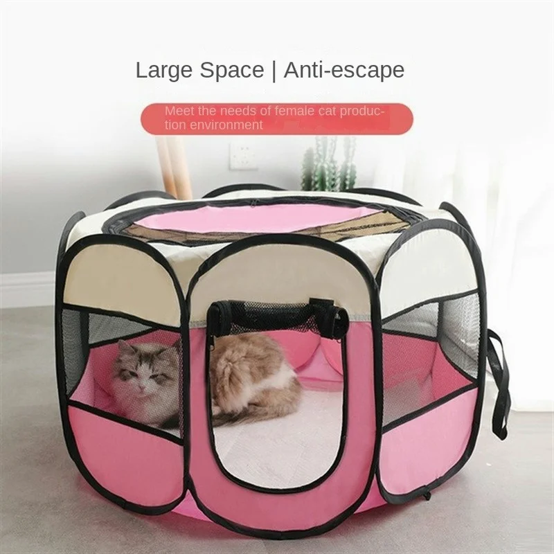 

New Octagonal Cage Pet Fence Tent Oxford Cloth Waterproof Scratch-resistant Folding Dog Cage Cat Delivery Room Pet Supplies