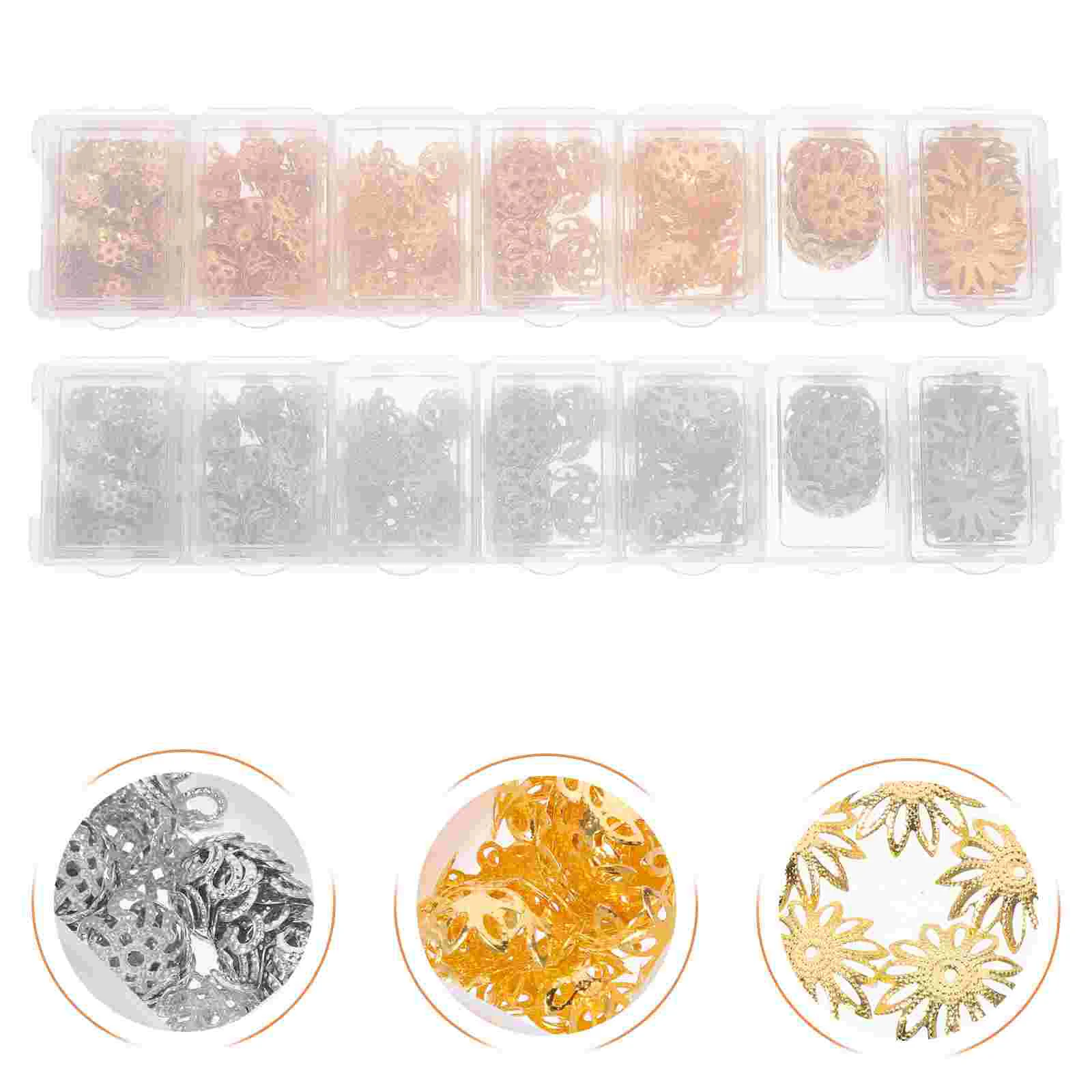 

2 Boxes Receptacle Cap Spacer Bracelets Bead End Caps Vintage Jewelry Bottom Bracket DIY Necklace Beads Alloy Materials