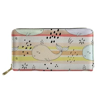 cute whale style pattern card bag lightweight capacity long coin purse high quality reusable female zipper wallet