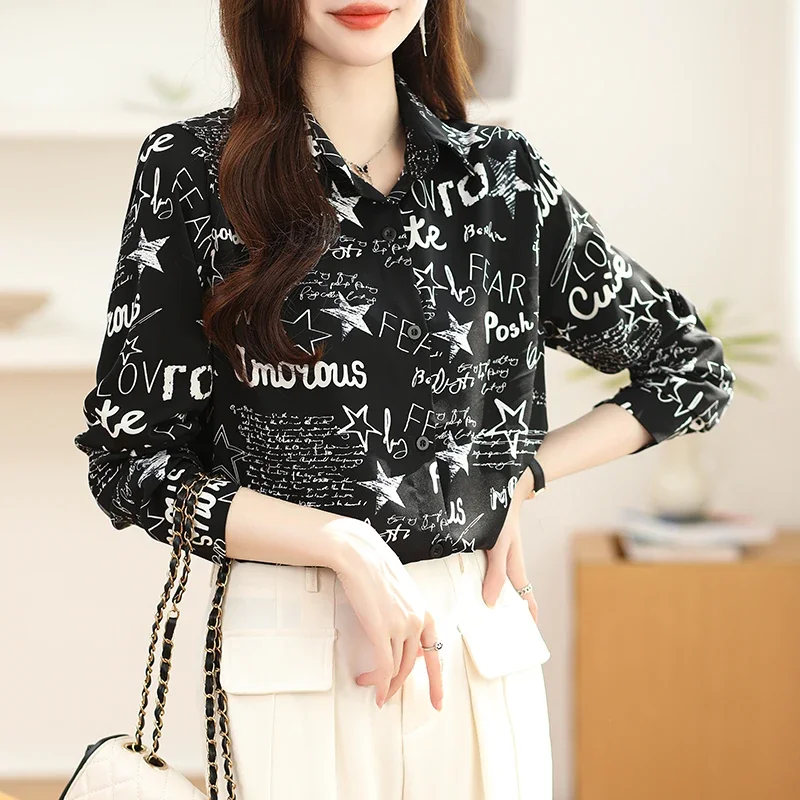 Осенняя новая повседневная белая шифоновая рубашка в стиле ретро блузка с