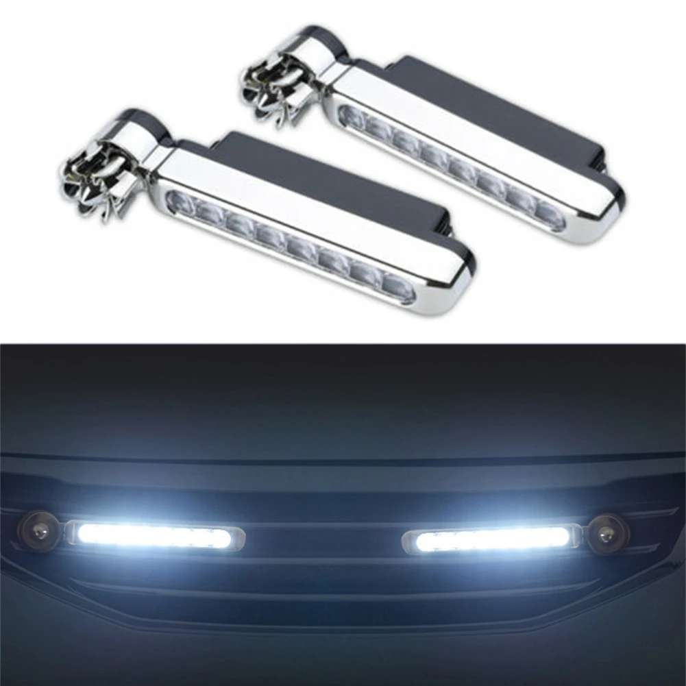 

2Pcs Car Wind Powered 8 LED Daytime Running Light Fog Motor Blue Head Lamp Bulbs Car Accessories Daytime Running Lights