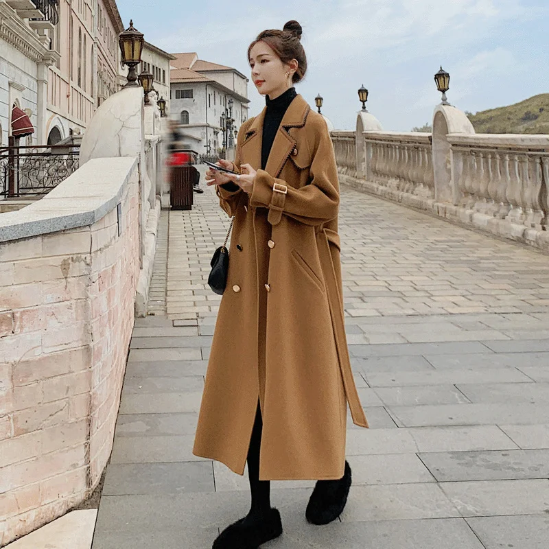 

Long Trousers Knee-length Coat 2022 Autumn And Winter Xinka Loose And Thin Temperament Goddess Fan Popular Camel Woolen Coat