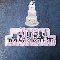 just married letter cookie cutter biscuit press stamp embosser sugar pasty cake diy wedding baking mould kitchen accesorios tool