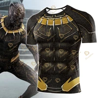 black panther shirt men sportswear compression shirts short sleeve gyms fitness top tees workout clothing fitness t shirt