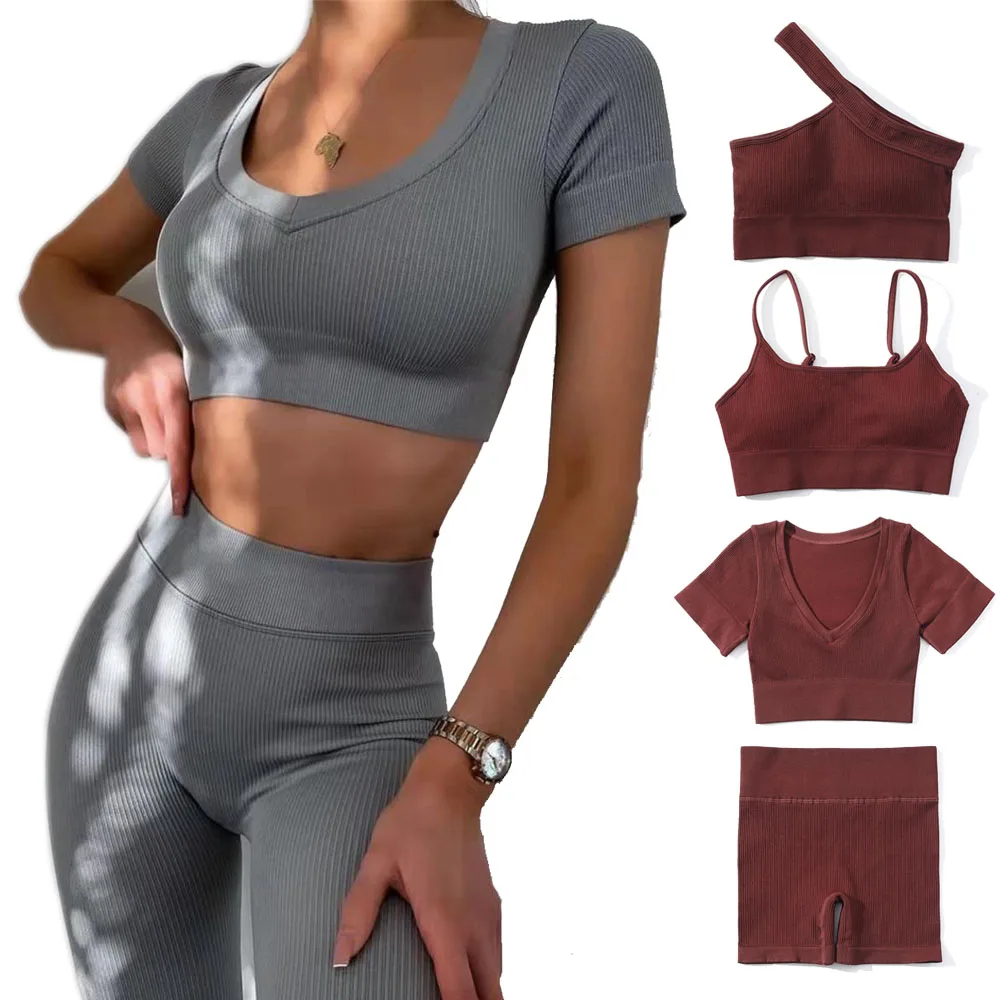 

Seamless Yoga Set Women Sportswear Suit Quick Dry Sports Bra Vest Shorts Women Gym Clothes Workout Running Leggings Crop Top