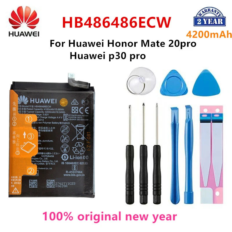 

100% Orginal Huawei HB486486ECW 4200mAh Phone Battery For Huawei P30 Pro/ Mate20 Pro Replacement Batteries+Tools