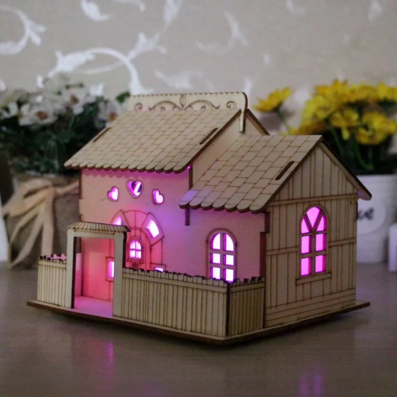 

Вилла двор с лампой экономичный резервуар креативная экономичная емкость деревянное украшение для дома Маленькая ночная лампа украшения