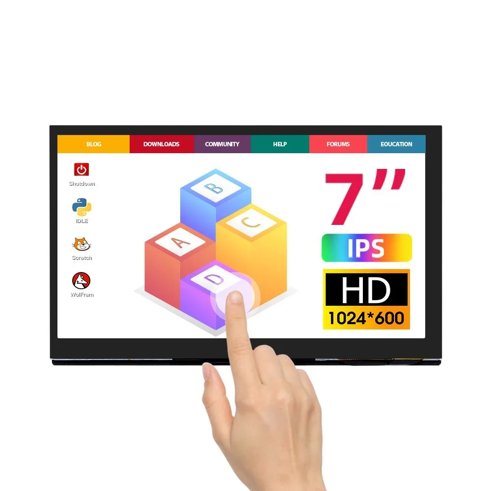 Фото 7-дюймовый IPS DSI сенсорный экран с емкостным управлением 800*480 для Raspberry Pi 5/4/3 BB Black/PS4 и Xbox с профессиональной подставкой №1