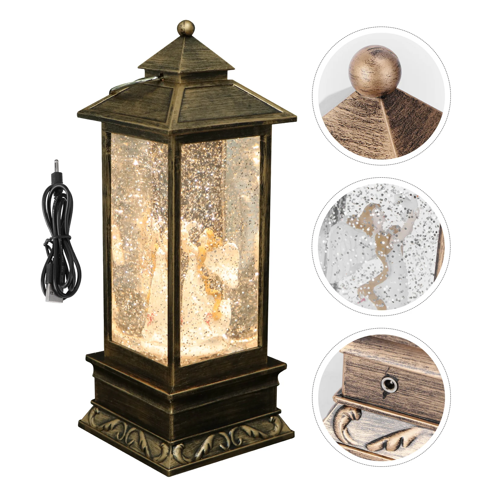 

1PC Decorative Lamp Table Trumpet Angel LED Christmas Lantern Night Light for Garden Home