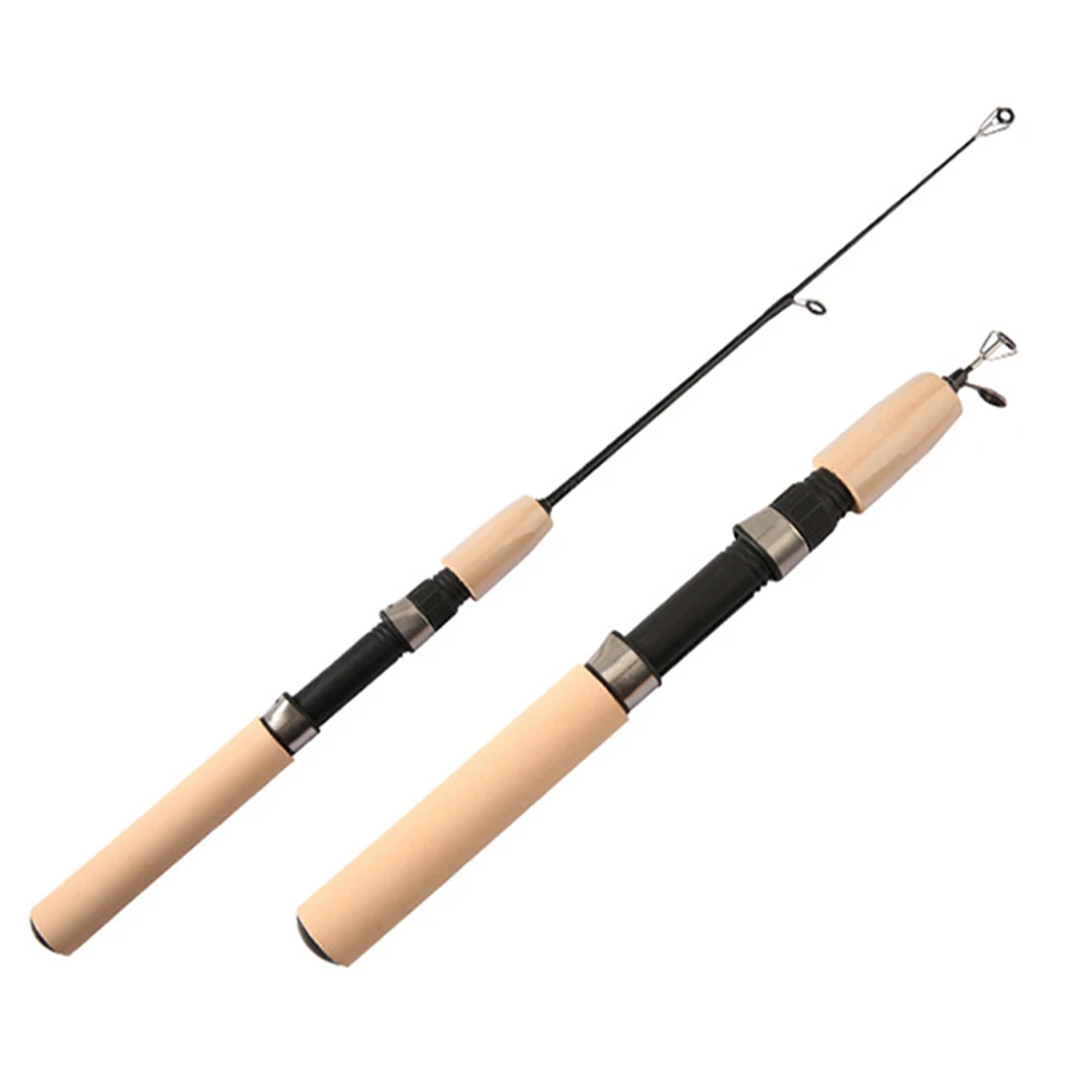 

60 80 100CM Telescopic Shrimp Fishing Rods Ice Rod Metal Fishing Reels Carbon Bait Anti Slip Wood Color Handle Casting Rod pesca