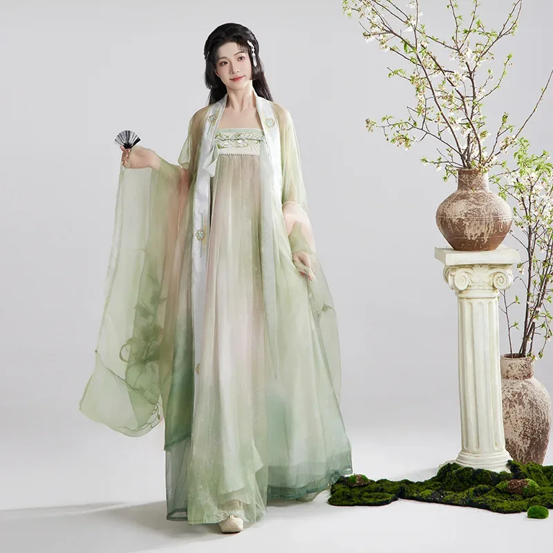 YJ20 Original Hanfu Female Chest-length Big Sleeve Shirt Heavy Embroidery Fairy Tang Suit Spring Summer