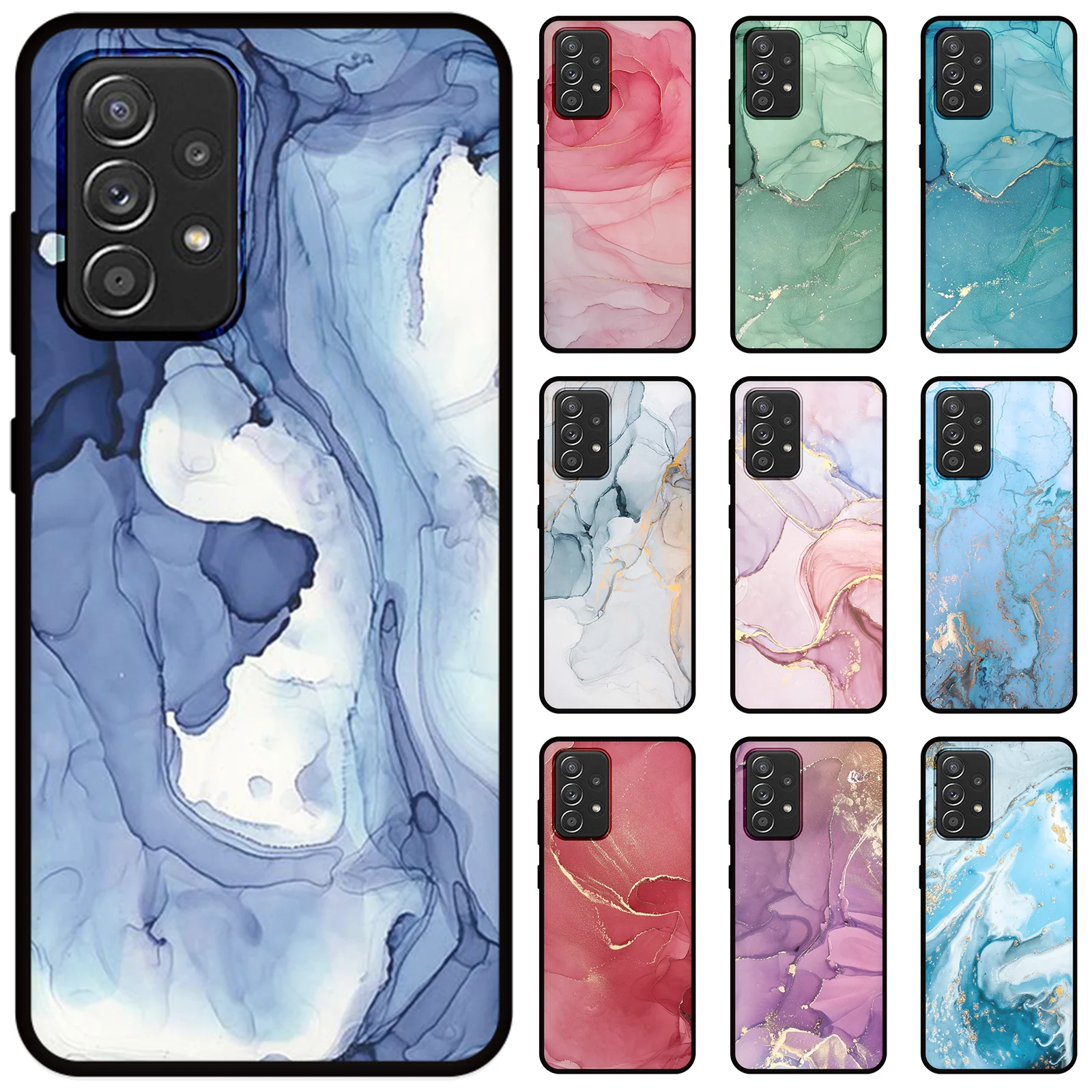 Яркий чехол из ТПУ с рисунком в виде лепестков золота и мрамора для OPPO A15 A16 A15S A16S A35 A36 A91 A92 A95 A96 A76 A11 A5 A9
