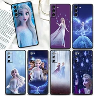 anime queen elsa frozen phone case for samsung galaxy s22 s7 s8 s9 s10e s21 s20 fe plus ultra 5g soft silicone case
