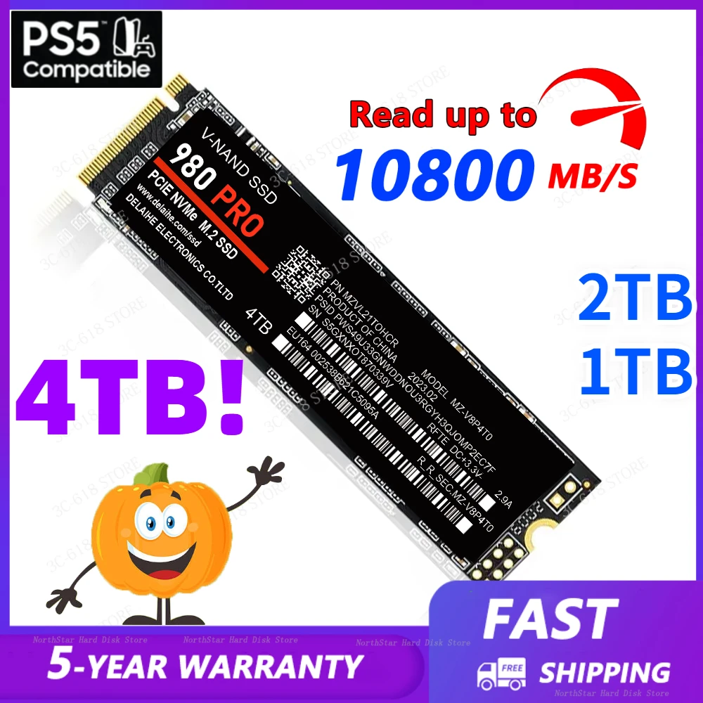 

980 PRO PCIe 4.0 4TB NVMe NGFF 4.0 M.2 2280 1TB 2TB SSD Internal Solid State HDD Hard Drive For Laptop Desktop MLC PC PS4/PS5