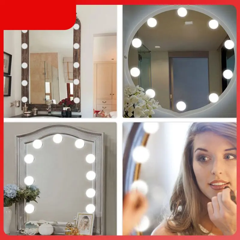 

10pcs Makeup Mirror Light Bulbs USB Socket LED Mirrors Light With Dimmable Light Bulb Wall Lamp Dressing Table Bulbs Kit