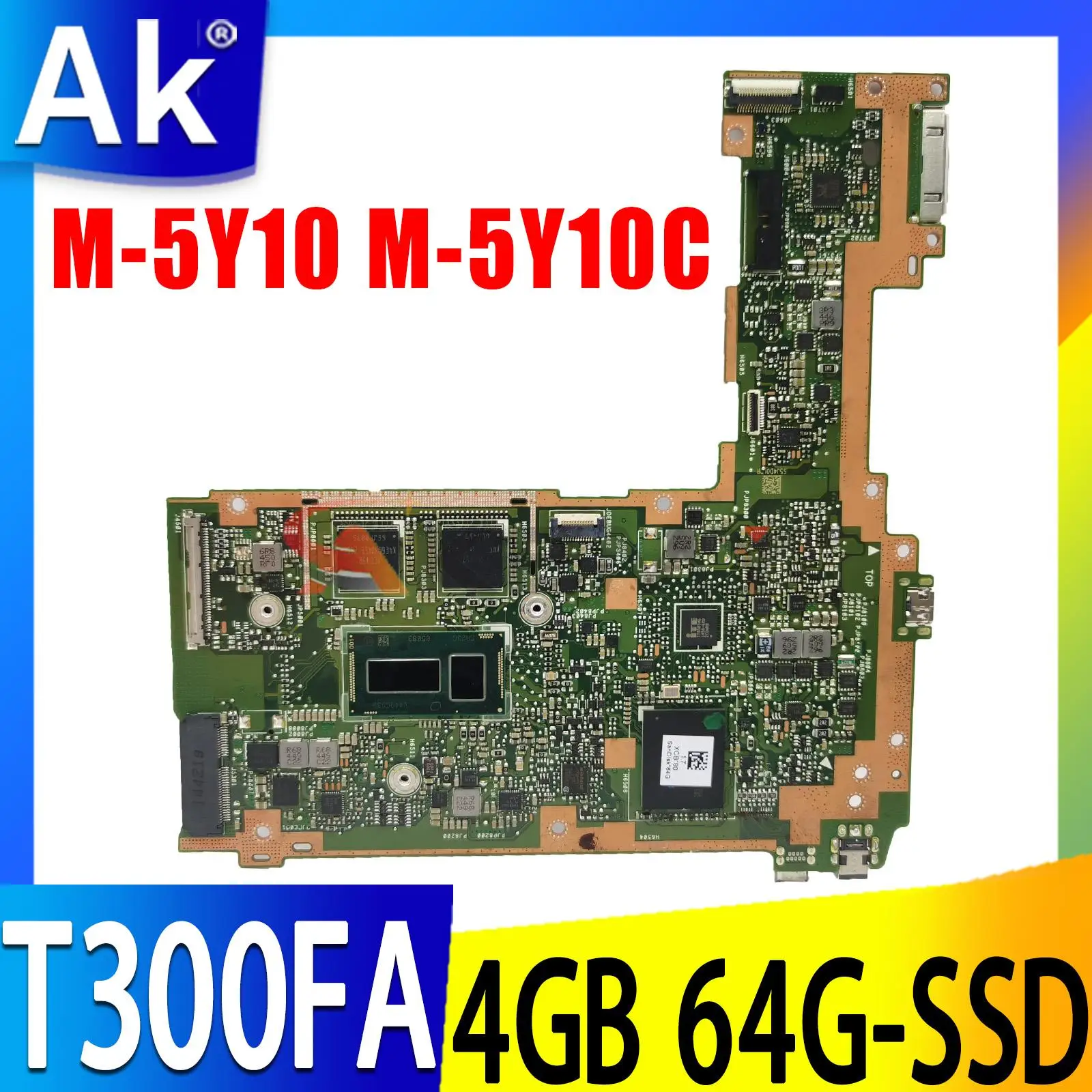 Центральный процессор Φ 4GB-RAM SSD/64G ноутбук M-5Y10 T300FA T300F, материнская плата для ноутбука, тест 100% ОК