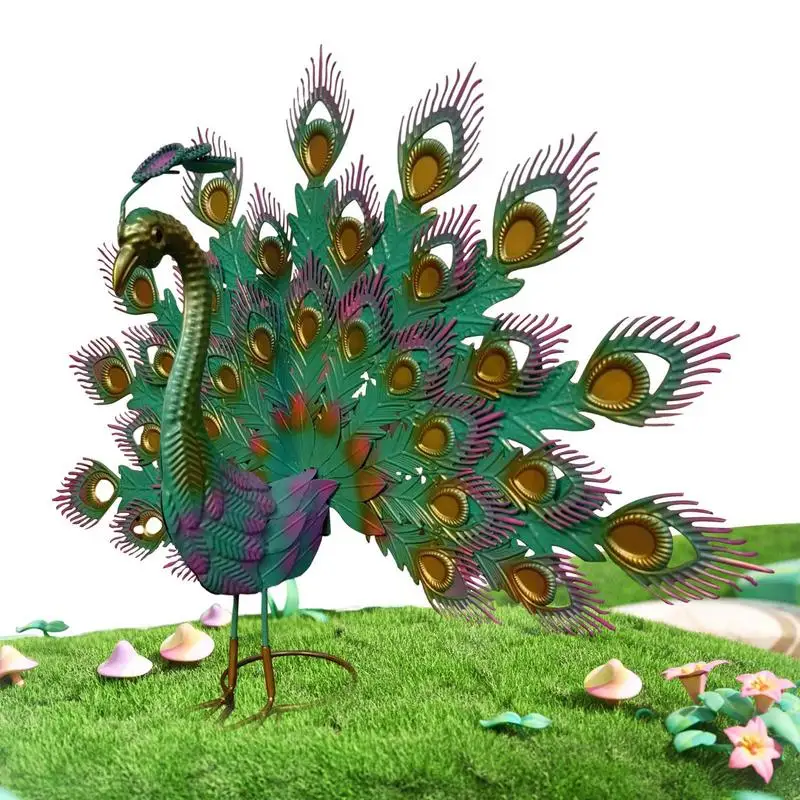 

Искусство в саду, птица, металлические павлины, садовая статуя, реалистичные перья, декоративная Животная скульптура для газона, патио, двора, сада, помещения