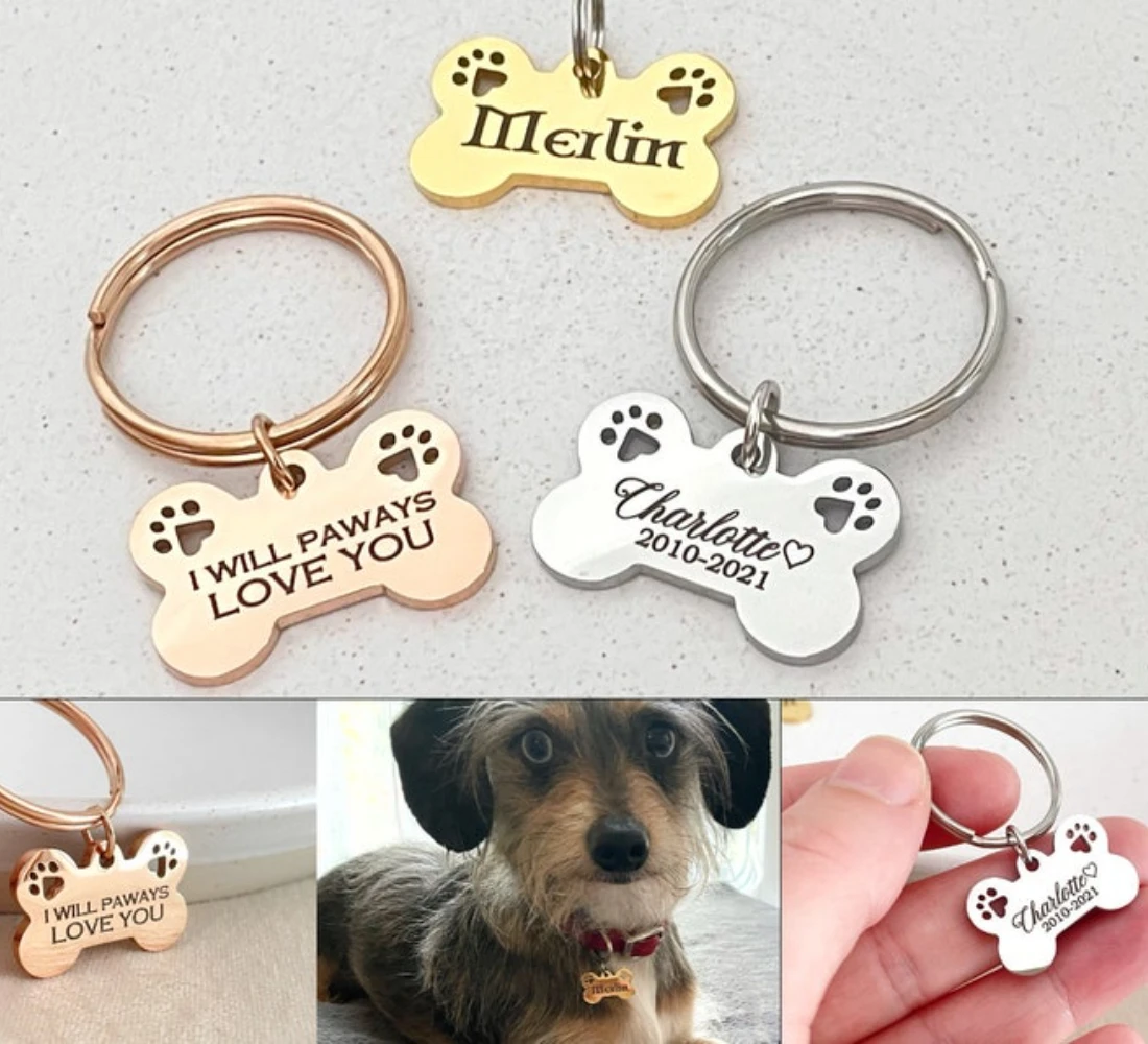 

Customized Keychain Personalized Bone Keychain Dog Tag Memorial Dog Mom Gift Mourning Gift Stainless Steel Dog Tag