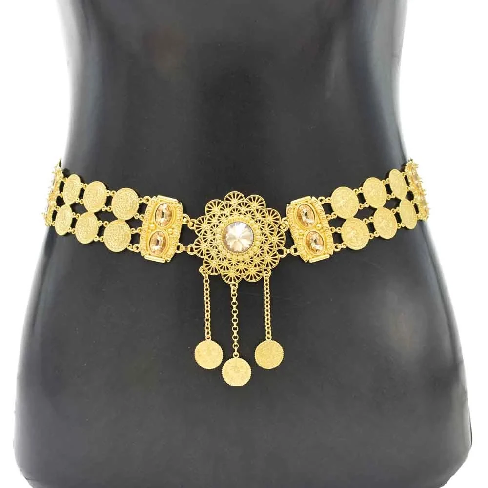 Afghan India Gold Metal Coin Waist Chain Body Jewelry Bohemian Gypsy Thai Ethnic Tribe Clothing Dress Belly Dance Vintage Belts