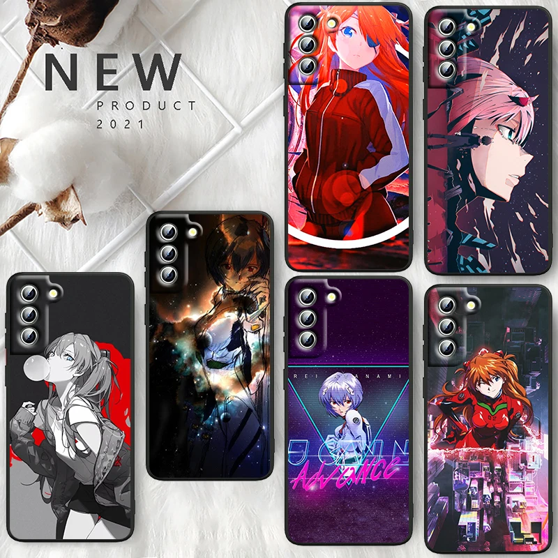 

Gril Evangelion EVA For Samsung Galaxy S22 S21 S20 FE Ultra Pro Lite S10 5G S10E S9 S8 Plus S7 Edge Black Phone Case
