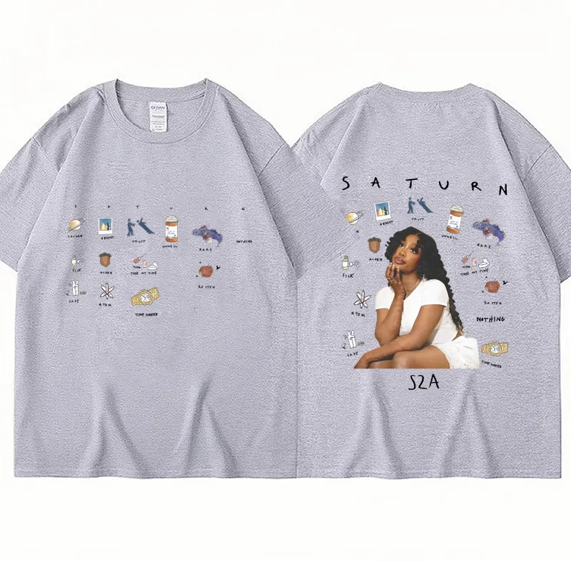Футболка рэперская с принтом музыки и Сатурна для мужчин женщин Модная хлопковая