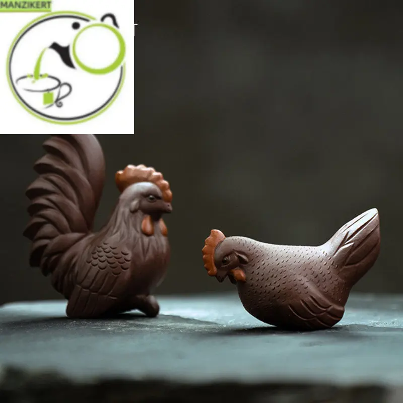

Yixing Handmade Sculpture Purple Clay Tea Pet Chicken Model Statue Tea Figurine Desktop Ornaments Home Tea Decors Accessories