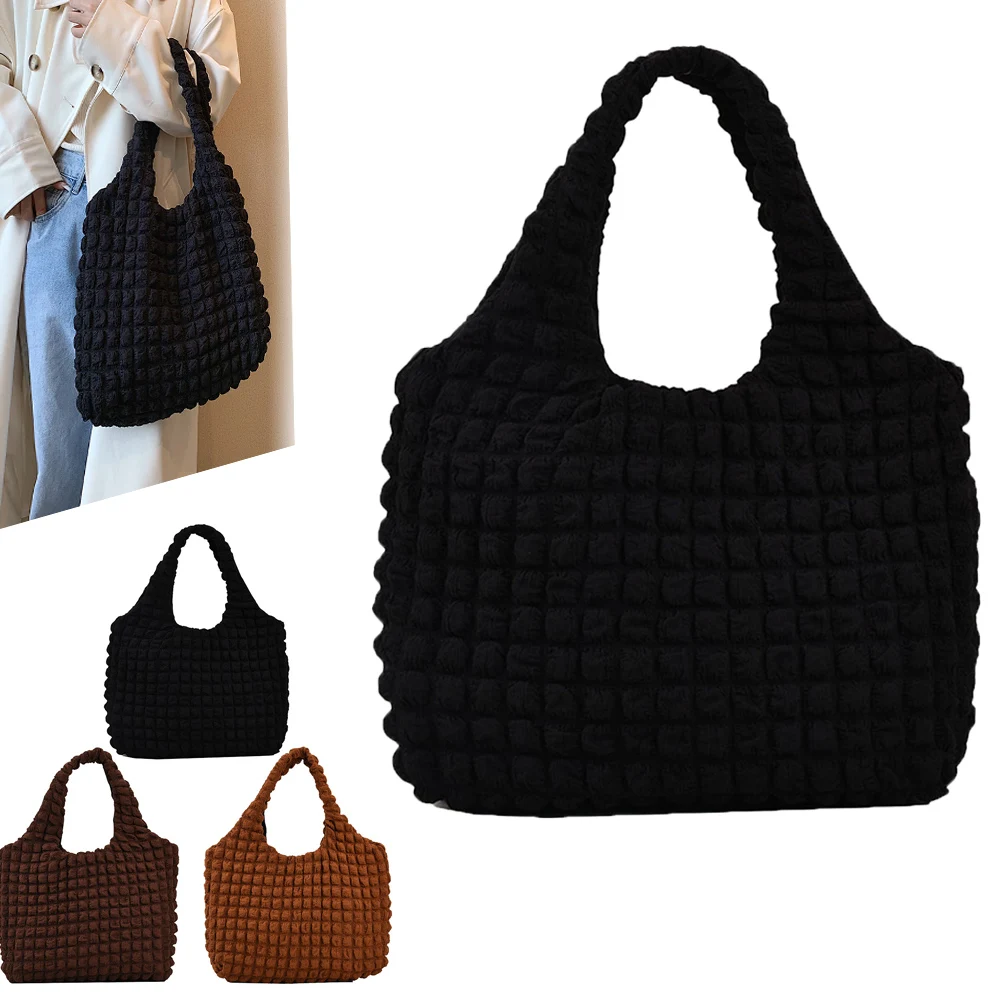 

Women Cloud Bubbles Shoulder Bag Soft Cloth Fabric Cute Handbag Casual Tote Light Canvas Shopping Bags Female Cute Books Purse