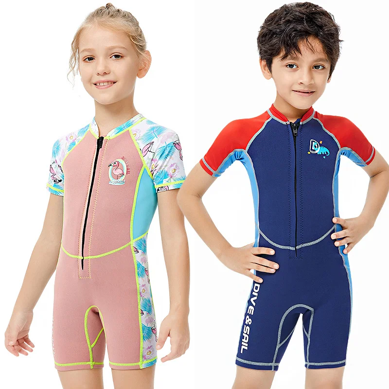 

Thin Neoprene Surf Wetsuits Kids Girl Beach Shorty Diving Suit Boys Underwater Fishing Scuba Swimsuit Freediving Bathing Suit
