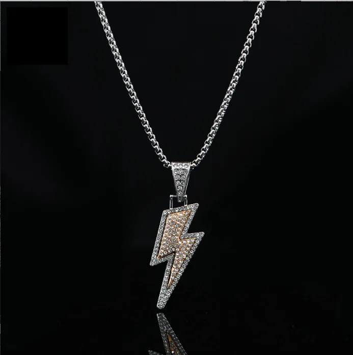 

Crystal Charm Necklace Sparkle Full Zircon Lightning Necklace Men's and Women's Lightning Necklace Hip Hop Party Jewelry