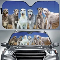 funny irish wolfhound dog family blue sky pattern car sunshade cute irish wolfhound friends blue sky auto sun shade gift for i